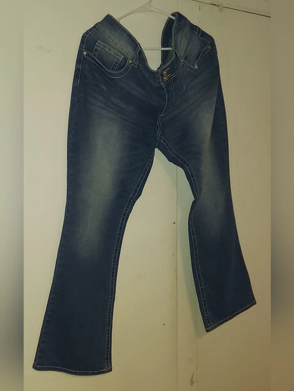 Copper Flesh Curvy Bootcut Denim Jeans w/Feather Design Pockets Size Women's 18 - Picture 3 of 7